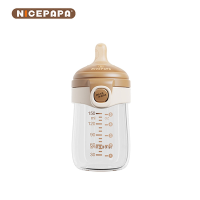 Botellas para bebés de vidrio con tapa abatible de fácil limpieza