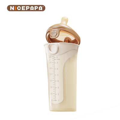 Botella de leche para bebés de silicona suave y antigota con tapa abatible con pezón de respuesta natural (código S agujero redondo)