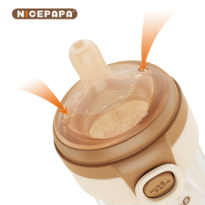 Botellas para bebés de vidrio con tapa abatible de fácil limpieza