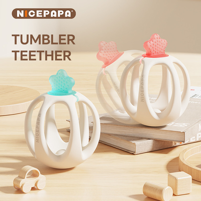 Nueva llegada Teether de silicona seguro no daña los dientes del producto del bebé salud Desarrollo sensorial (azul)
