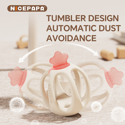 NICEPAPA EXPLORA 100% de silicona para bebés de grado alimenticio con dientes de detección de productos para bebés relajantes (rosa)